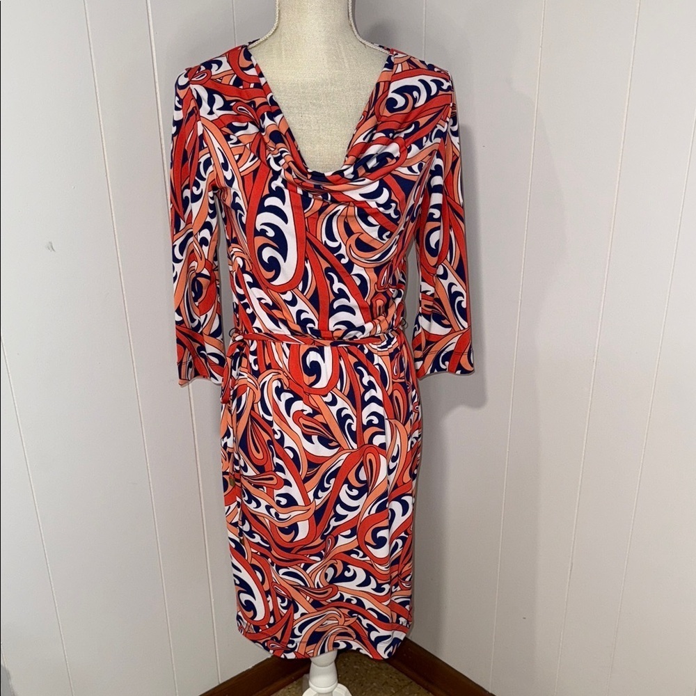 Banana Republic Red and Blue Swirl Dress